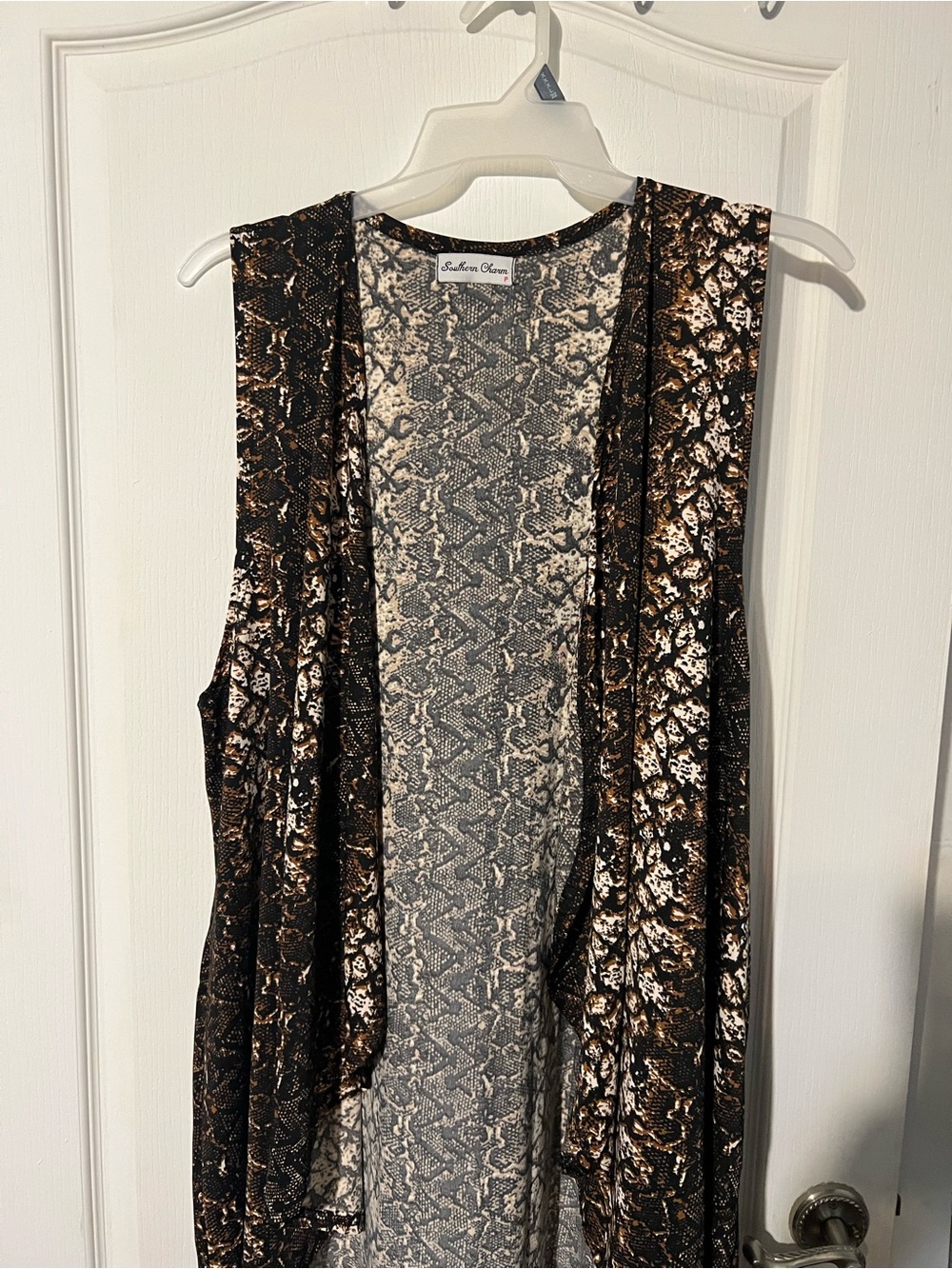 Southern Charm Black & Brown Snake Print Sleeveless Vest